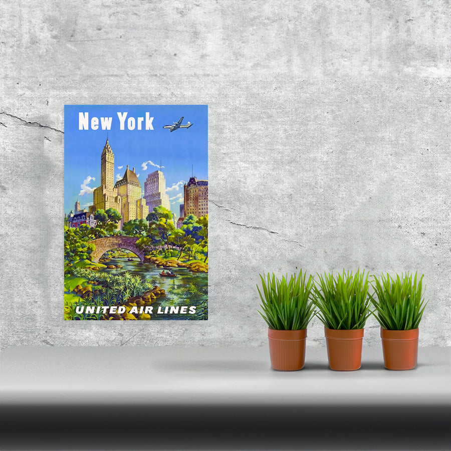 Travel New York Vintage United Air Postickers™ Print