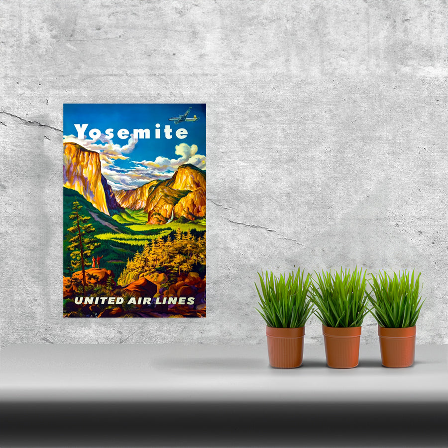 Travel Yosemite Vintage United Air Postickers™ Print